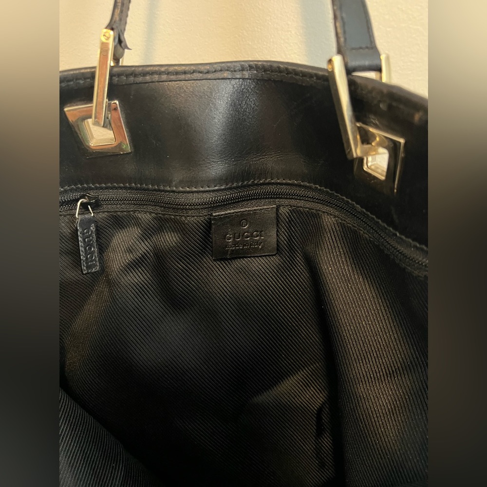 Vintage Gucci GG Black Canvas Tote Handbag - Picture 7 of 11